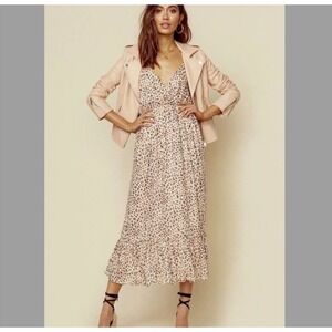 Blue Life Boho Leopard Fairy Tropical Coastal V-Neck Plunge Sexy Baylee Dress M